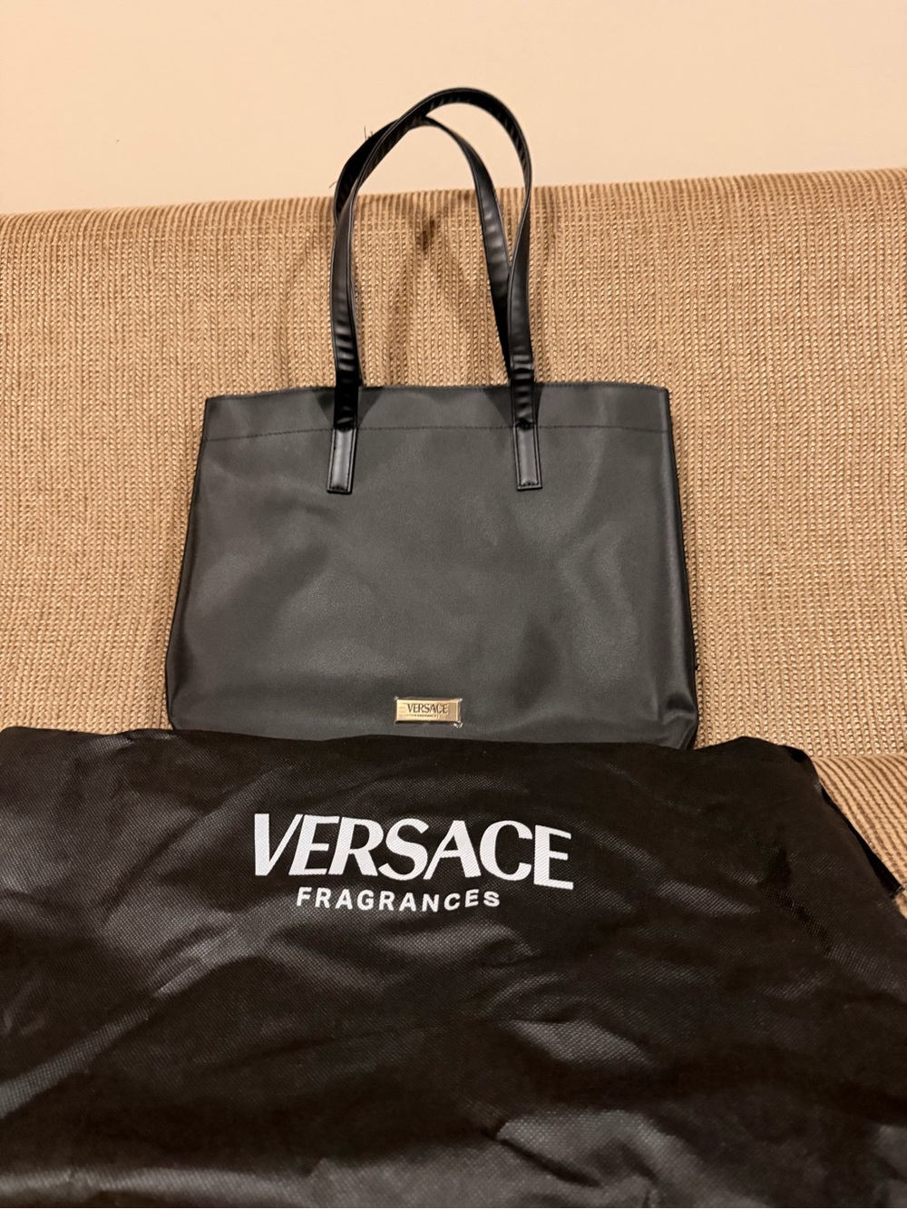 Versace Black Tote Bag with Double Handles